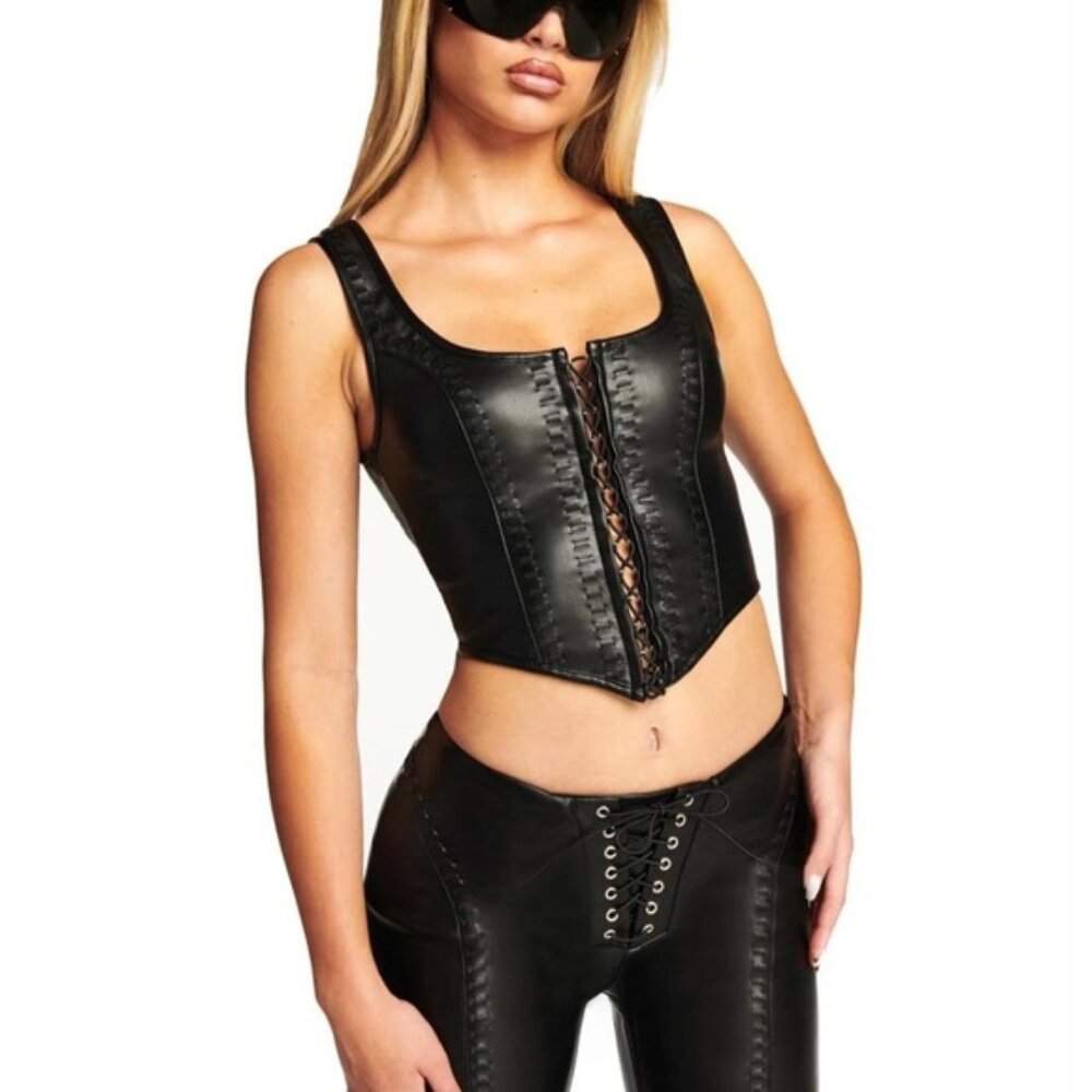 NWOT I.Am.Gia Rima Faux Leather Corset Top
